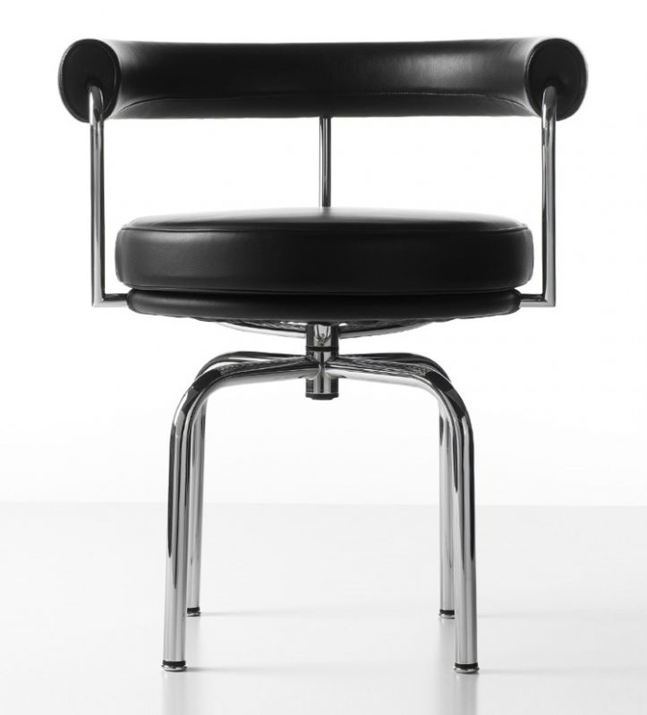 LC7 Fauteuil Tournant Swivel Armchair 4 Legs Chromed Pelle extra nero Cassina SINGLE PIECES